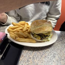 Fat Hat's Grill - Double super burger Crinkle fries
