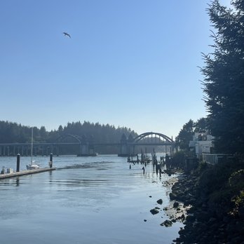 Waterfront Depot Restaurant - A view from inside at the window seat. - Seafood Near Me - Florence, Oregon