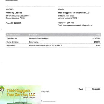 Tree Huggers Tree Service - Estimate from the company - Tree Services Near Me