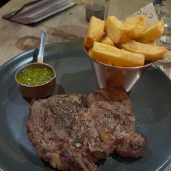 Chop House Market Street - Steak with Chimichurri sauce and chips