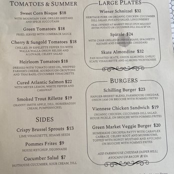Schilling Restaurant & Bar - Menu September 2022 - Austrian Near Me - New York, New York