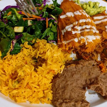 Tumerico - Tamale plate (started eating it before I took the picture) - Vegan Near Me - Tucson, Arizona