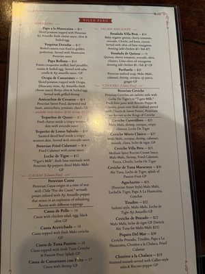 Menu photo 8 Villa Peru Tucson, AZ