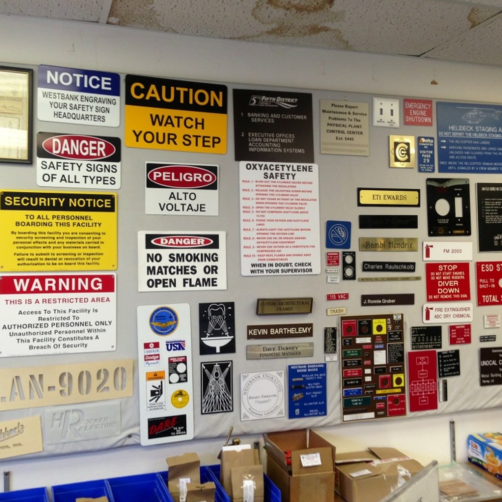 Westbank Engraving - Can create industrial warning signage and technical diagrams - Engraving Near Me - Harvey, Louisiana