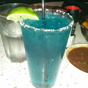 Blue Mesa Grill - original blue margarita made with 100% blue agave tequila. Unfortunately I didn't drink much of it b/c of how strong it was. - Mexican Near Me - Fort Worth, Texas