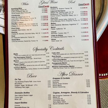 Miramar Bistro - cocktails and beer menu - French Near Me - Highwood, Illinois Miramar Bistro - cocktails and beer menu - French Near Me - Highwood, Illinois