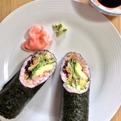 Temaki - Salmon and avocado sushi burrito