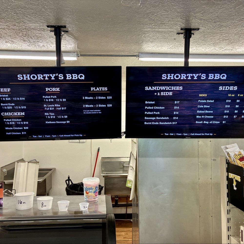 Shorty's BBQ - Shorty's Barbecue BBQ menu board as of May 2026 - Caterers Near Me - Camas, Washington Shorty's BBQ - Shorty's Barbecue BBQ menu board as of May 2026 - Caterers Near Me - Camas, Washington