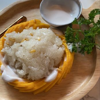 Dok Khao - Mango and sticky rice with a side of coconut creme (I requested) - Thai Near Me - Woodbridge, Virginia Dok Khao - Mango and sticky rice with a side of coconut creme (I requested) - Thai Near Me - Woodbridge, Virginia