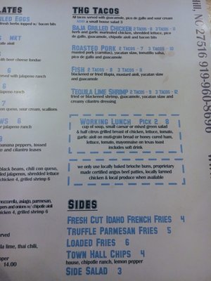 Menu photo 2 Town Hall Grill Chapel Hill, NC Menu photo 2 Town Hall Grill Chapel Hill, NC