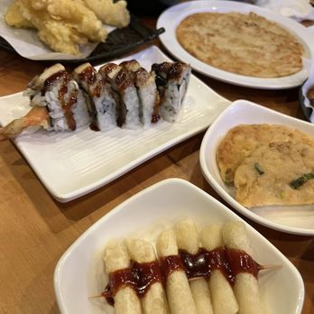 Kuni Sashimi House - MORE banchan.... Eeeks SO MUCH FOOD... All included with your sashimi platter!! - Korean Near Me - Buena Park, California