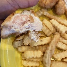 Raw chicken tender, documenting in case my child gets sick Raw chicken tender, documenting in case my child gets sick
