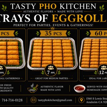 Tasty Pho Kitchen - Trays of eggrolls - Vietnamese Near Me - Anaheim, California Tasty Pho Kitchen - Trays of eggrolls - Vietnamese Near Me - Anaheim, California