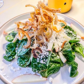 Pop Empanada - baby spinach salad with honey crisp apples, crispy shallots, and goat cheese - Empanadas Near Me - Park Ridge, New Jersey Pop Empanada - baby spinach salad with honey crisp apples, crispy shallots, and goat cheese - Empanadas Near Me - Park Ridge, New Jersey