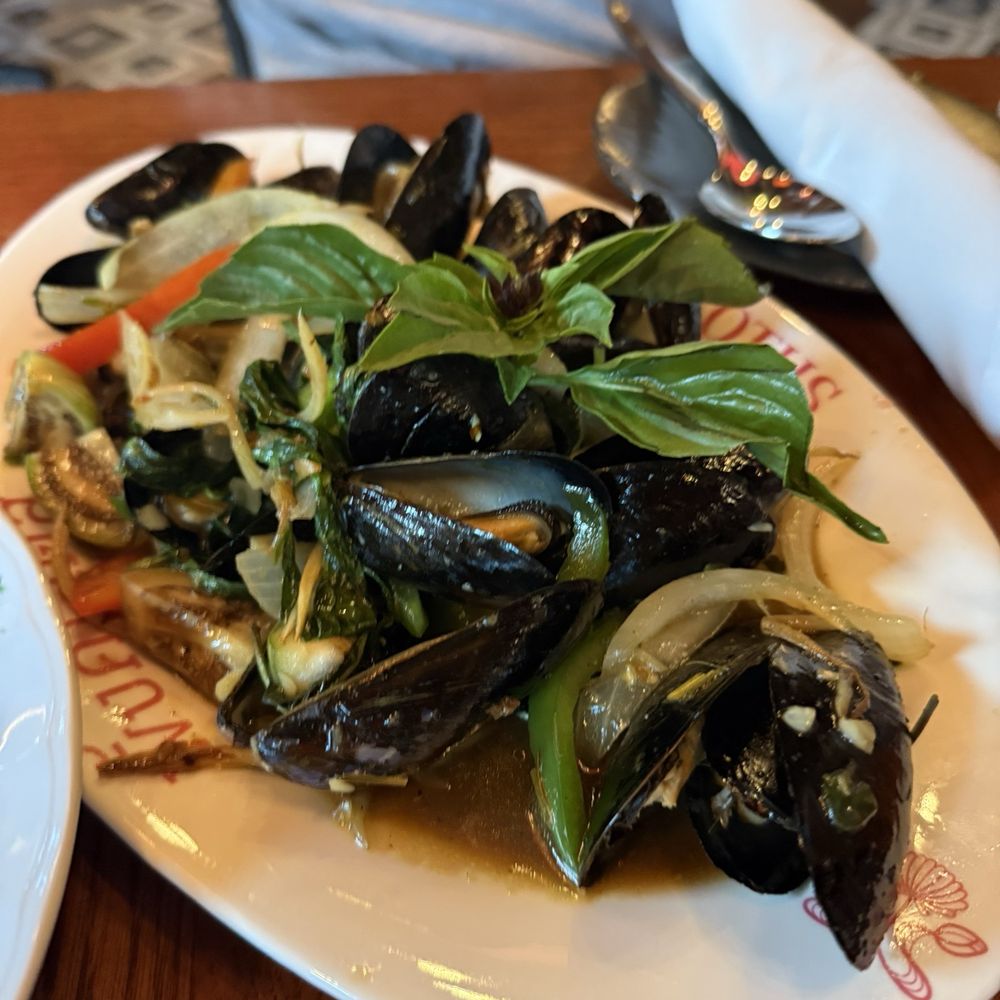 Pink Lotus Thai Restaurant - SPICY CLAMS WITH THAI HERBS (they only had mussels) - $19 - Thai Near Me - Atlanta, Georgia Pink Lotus Thai Restaurant - SPICY CLAMS WITH THAI HERBS (they only had mussels) - $19 - Thai Near Me - Atlanta, Georgia