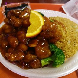Orange chicken with actual orange rind in it! Orange chicken with actual orange rind in it!