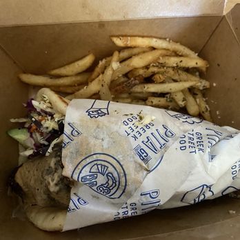 Pita GR - Brea - Falafel Pita with fries - Greek Near Me - Brea, California Pita GR - Brea - Falafel Pita with fries - Greek Near Me - Brea, California