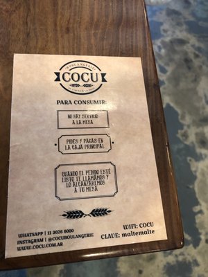 Menu photo 5 Cocu Buenos Aires, C