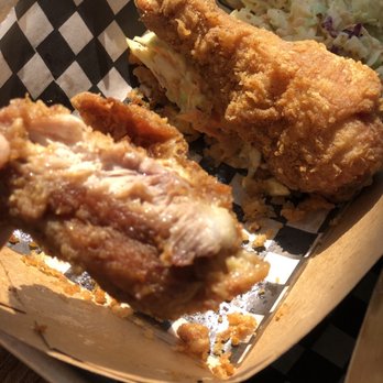 Re-Up BBQ - Cut view of fried chicken. Juicy, well cooked. - Barbeque Near Me - New Westminster, British Columbia