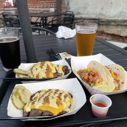 Smasburgers. Shrimp tacos. Smasburgers. Shrimp tacos.