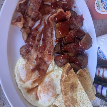 Beach Cafe - Beach breakfast with my choice of bacon, over easy eggs and sourdough bread! - Burgers Near Me - Las Vegas, Nevada Beach Cafe - Beach breakfast with my choice of bacon, over easy eggs and sourdough bread! - Burgers Near Me - Las Vegas, Nevada