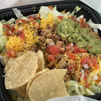 Del Taco - Grilled Chicken Taco Salad to go (I ask for no sour cream) isn't this the most beautiful salad, they could use this photo in a commercial! - Mexican Near Me - Seal Beach, California