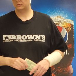 a woman with a cast on her arm