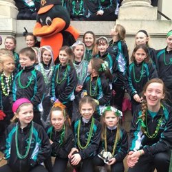 McHale School of Irish Dance - Hanging with the BIRD on parade day!