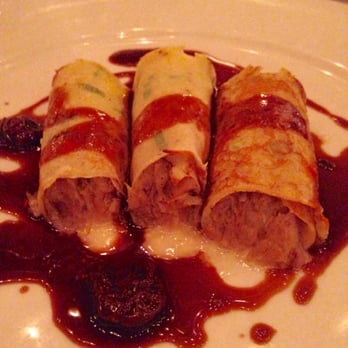 Wild Olive - Duck Confit Crepe w/ a dried cherry balsamic reduction - Italian Near Me - Johns Island, South Carolina Wild Olive - Duck Confit Crepe w/ a dried cherry balsamic reduction - Italian Near Me - Johns Island, South Carolina