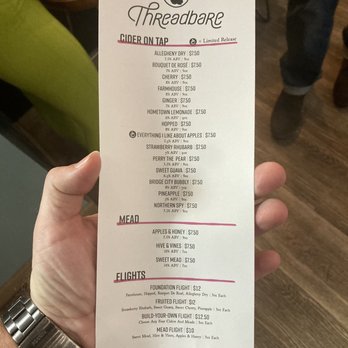 Threadbare Cider House - Menu - Pizza Near Me - Pittsburgh, Pennsylvania