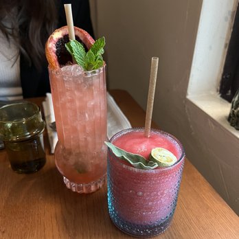 Bar Vlaha - Right- Breeze Over Epirus ($15) Left- Yucatán Yiayia ($17) - Greek Near Me - Brookline, Massachusetts