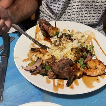 Michael's Seafood Restaurant - Shrimp & Steak skewers with rice. - Seafood Near Me - Carolina Beach, North Carolina Michael's Seafood Restaurant - Shrimp & Steak skewers with rice. - Seafood Near Me - Carolina Beach, North Carolina