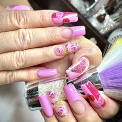 Almas Hair Studio & Spa - Roses nail design acrylic