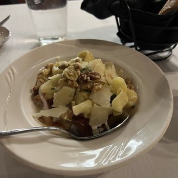 Gianmarco's Restaurant - Appetizer - Fiocchi with pears, Gorgonzola, shaved Parmesan, walnuts and drawn sage butter. Perfection!! - Italian Near Me - Birmingham, Alabama
