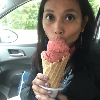 Krasa's Kove - My girlfriend with the massive ice cream cone! - Ice Cream & Frozen Yogurt Near Me - Findley Lake, New York