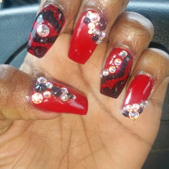 Nail Couture Custom Design - Sexy in lace! - Nail Salons Near Me - Houston, Texas Nail Couture Custom Design - Sexy in lace! - Nail Salons Near Me - Houston, Texas