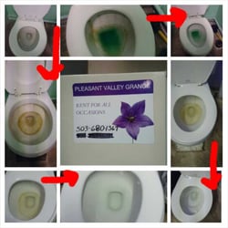 Pleasant Valley Grange - Who wants a facility with dirty toilets?  Why pay a cleaning deposit when you have to clean this up.  Before and after