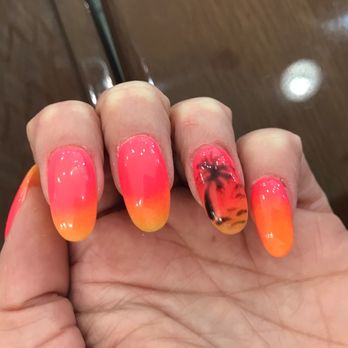 Inspire Nail Bar - Dip powder and a palm tree design - Nail Salons Near Me - Bethesda, Maryland