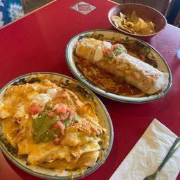 Chicken Nachos and Beef Burrito Chicken Nachos and Beef Burrito