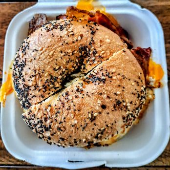Dead End Bakehouse - Bacon, egg and cheese on an everything bagel. - Bagels Near Me - Ocean City, New Jersey Dead End Bakehouse - Bacon, egg and cheese on an everything bagel. - Bagels Near Me - Ocean City, New Jersey