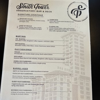Smith Tower Observatory Bar - Menu - Cocktail Bars Near Me - Seattle, Washington Smith Tower Observatory Bar - Menu - Cocktail Bars Near Me - Seattle, Washington