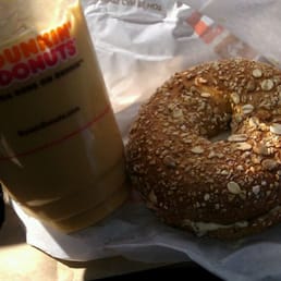 Multigrain Bagel with Veggie Cream Cheese and medium Iced Coffee