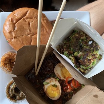 Taurus Ox - Lao burger,  Thom Khem, and brussel sprouts - Laotian Near Me - Seattle, Washington