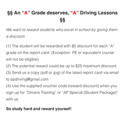 AP Driving School - Check out the ongoing promotions
