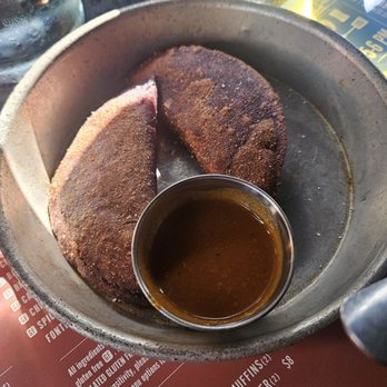 Work & Class - BLUE CORN EMPANADAS $10 stuffed with mushrooms, fontina and mozzarella cheese with smoky tomato sauce - New American Near Me - Denver, Colorado