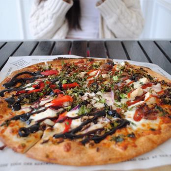 The Pizza Press - Absolutely love pizza press. Half topped with balsamic glaze and other half topped with BBQ - Salad Near Me - Orange, California