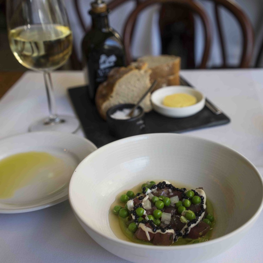 Daalder - Tuna tartare with peas and kohlrabi - Modern European Near Me - Amsterdam, New Hampshire