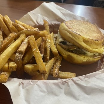 Jax Burgers - Shroom burger and garlic fries - Burgers Near Me - San Marcos, Texas