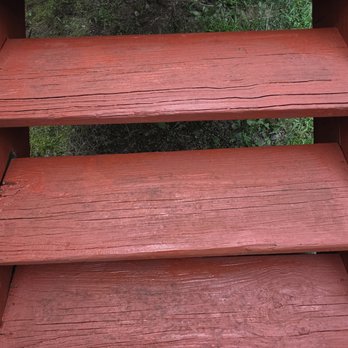 Frank's Handyman Service - Deck stair which was not power wash before painting - Handyman Near Me