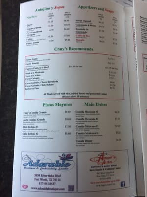 Menu photo 8 Chuy's Mexican Restaurant 5 Haltom City, TX